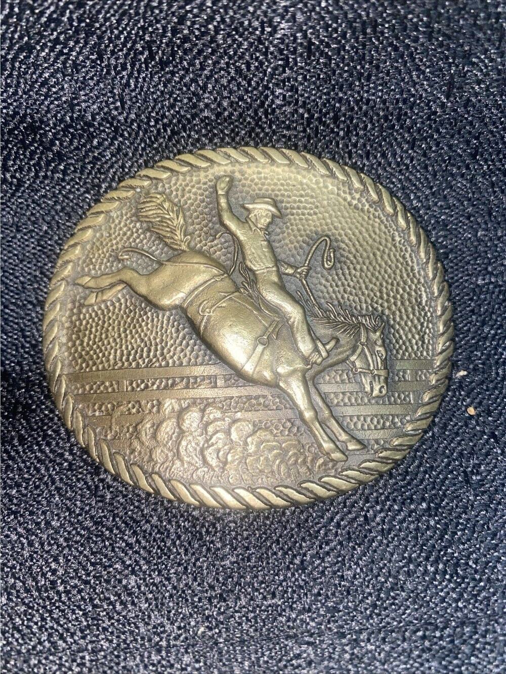 Award Design Medals Solid Brass Belt Buckle Cowboy Rodeo Western 2-1/8”x 2-5/8”